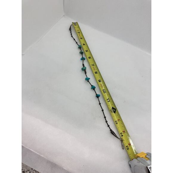 Native American Silver Bead, Turquoise Nuggets Vintage Necklace Choker 15” - Picture 7 of 8
